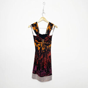 Sky Brand rhinestone hem mini dress sleeveless sexy party bling womens small S
